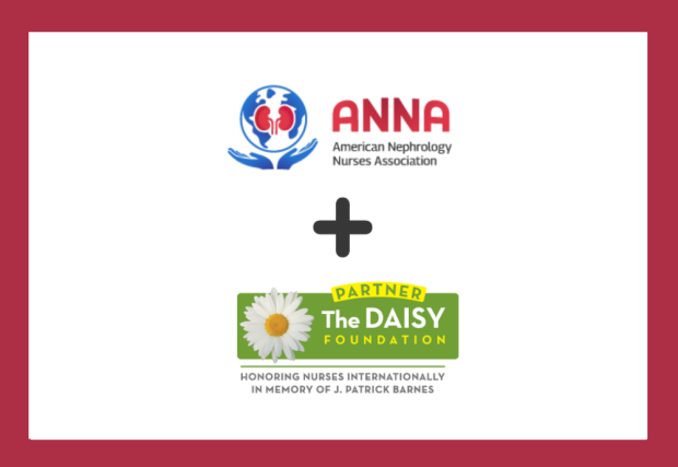 White box on a red background with the ANNA logo and the DAISY Foundation Partner logo